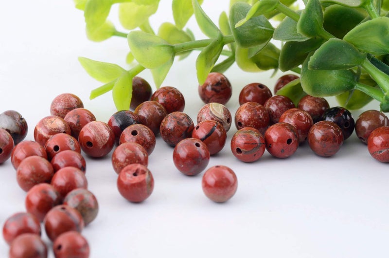 Cmidy Natural Stone Beads 100pcs 8mm Round Red Jasper Genuine Real Stone Beading Loose Gemstone Hole Size 1mm DIY Charm Smooth Beads for Bracelet Necklace Earrings Jewelry Making (Red Jasper) - Image 3